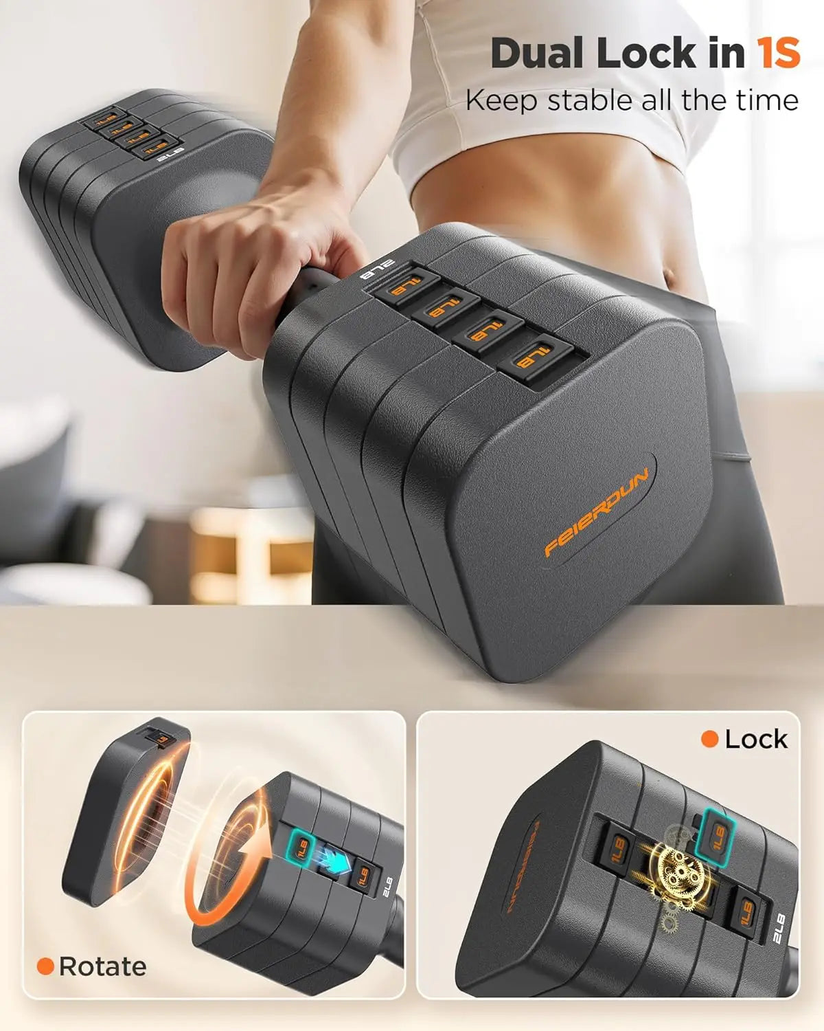 5-in-1 Adjustable Dumbbells Set for Home Gym
