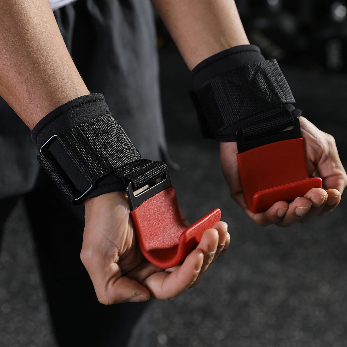Heavy-Duty Weightlifting Hooks Wrist Grip Straps Steel