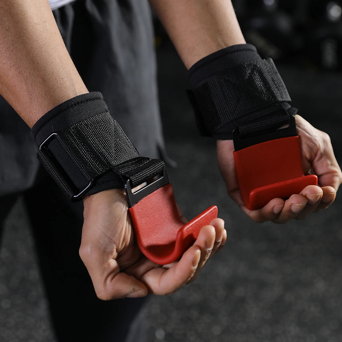 Heavy-Duty Weightlifting Hooks Wrist Grip Straps Steel