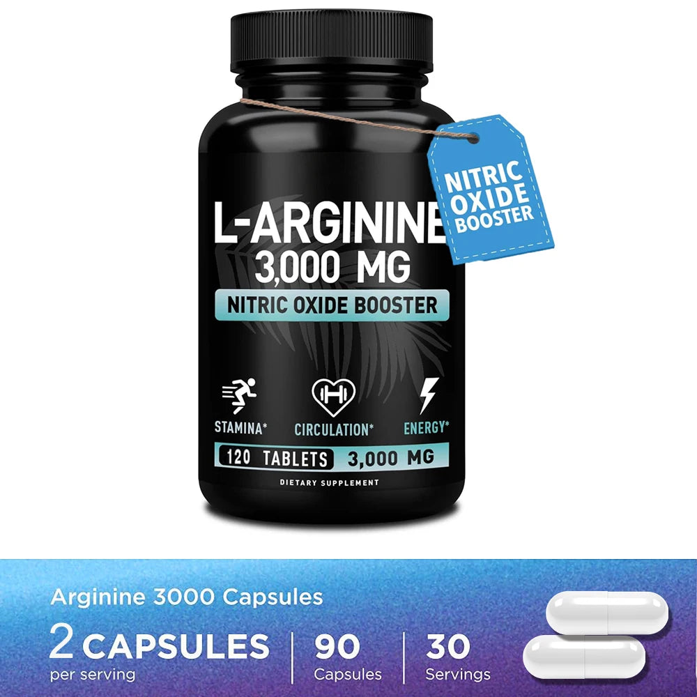 L-Arginine 3000mg Supplement for Energy and Endurance
