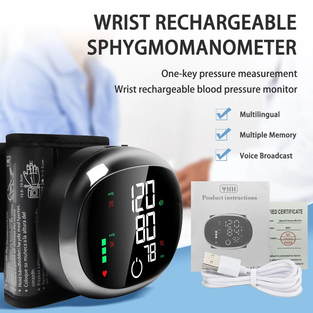 Rechargeable Digital Arm Blood Pressure Monitor with Voice Guidance