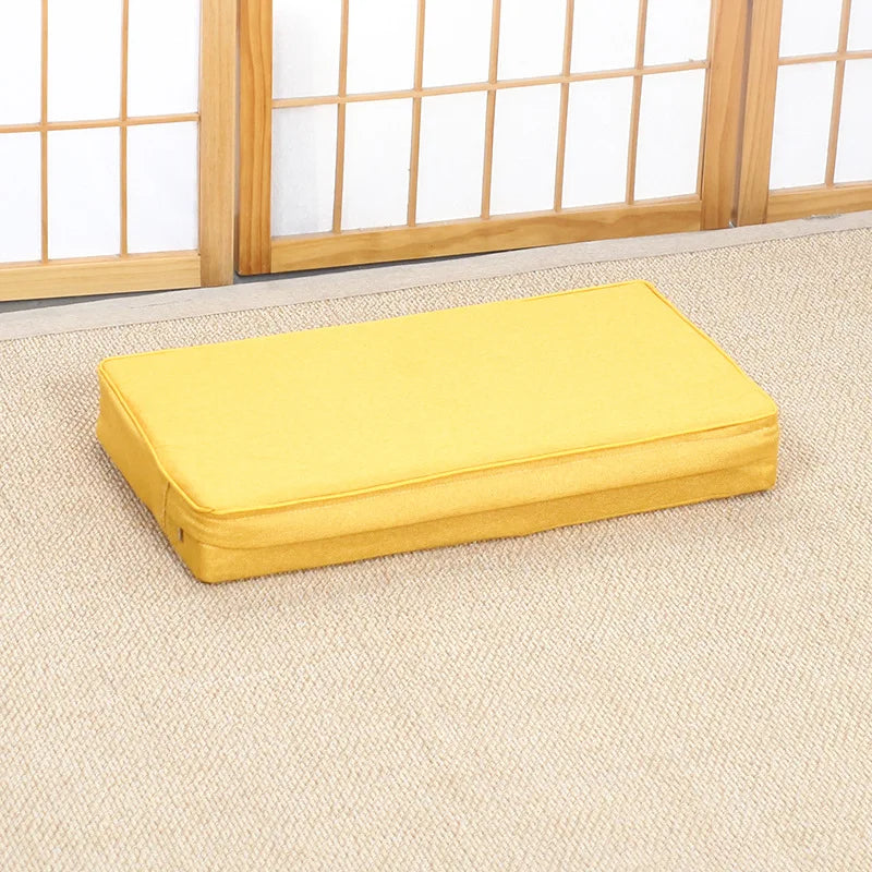 Thick Linen Zafu Meditation Cushion with Washable Cover