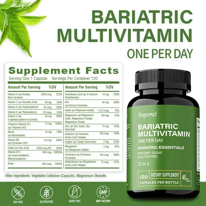 Bariatric Multivitamin Supplement with 21 Essential Vitamins Minerals