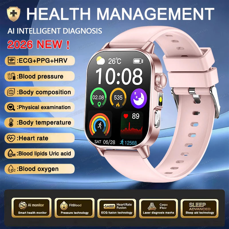 Men's ECG Bluetooth Calling Health Monitoring Smartwatch
