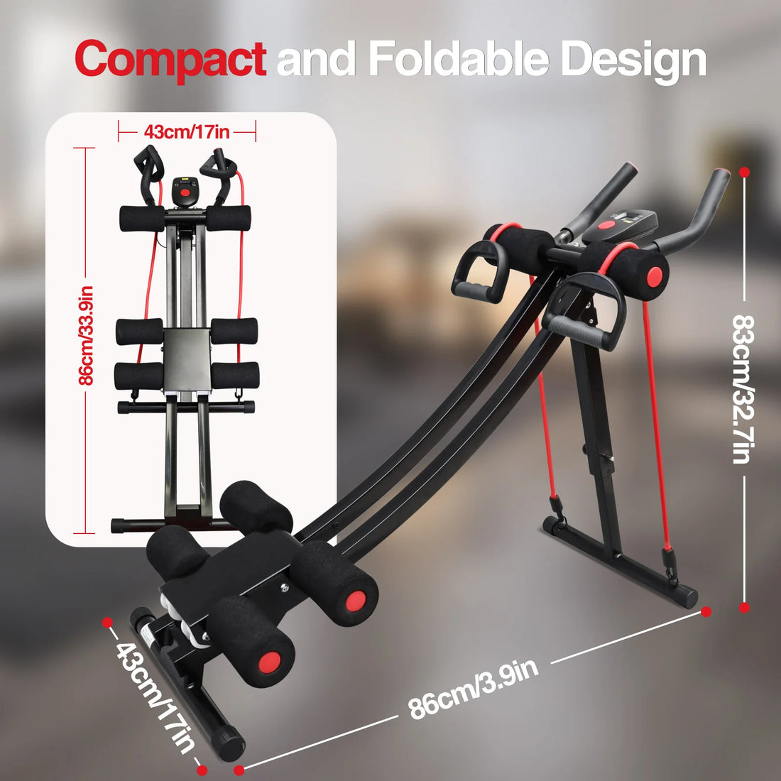 Foldable Ab Machine with LCD Display Trainer