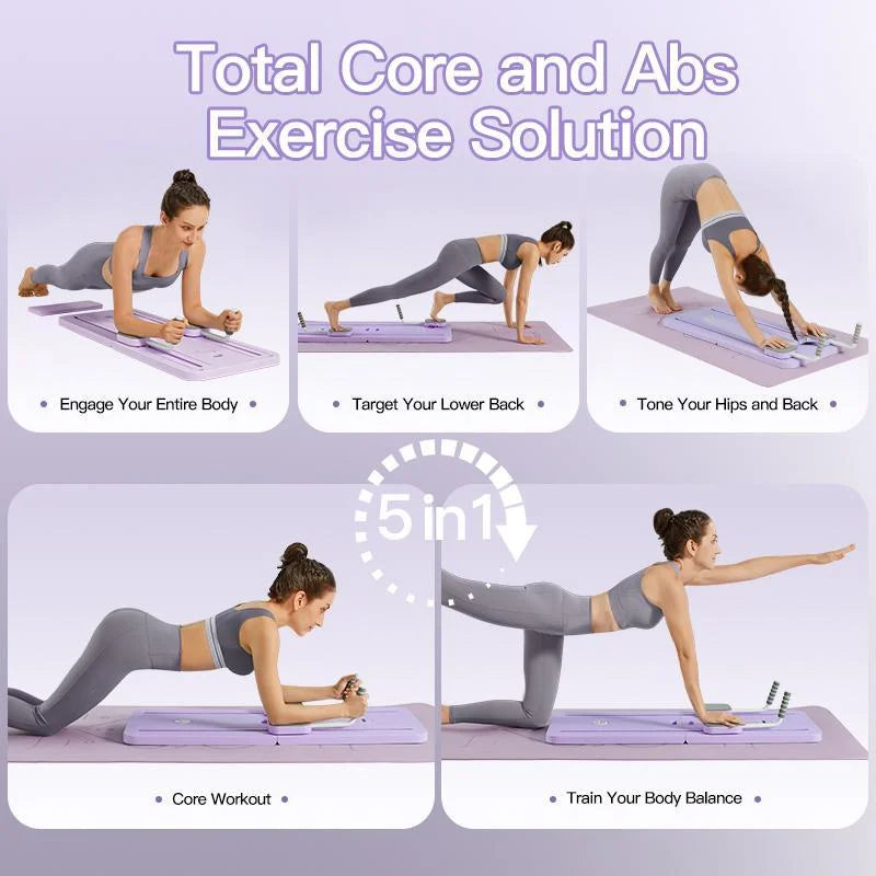 Multifunctional Pilates Board with Resistance Tubes