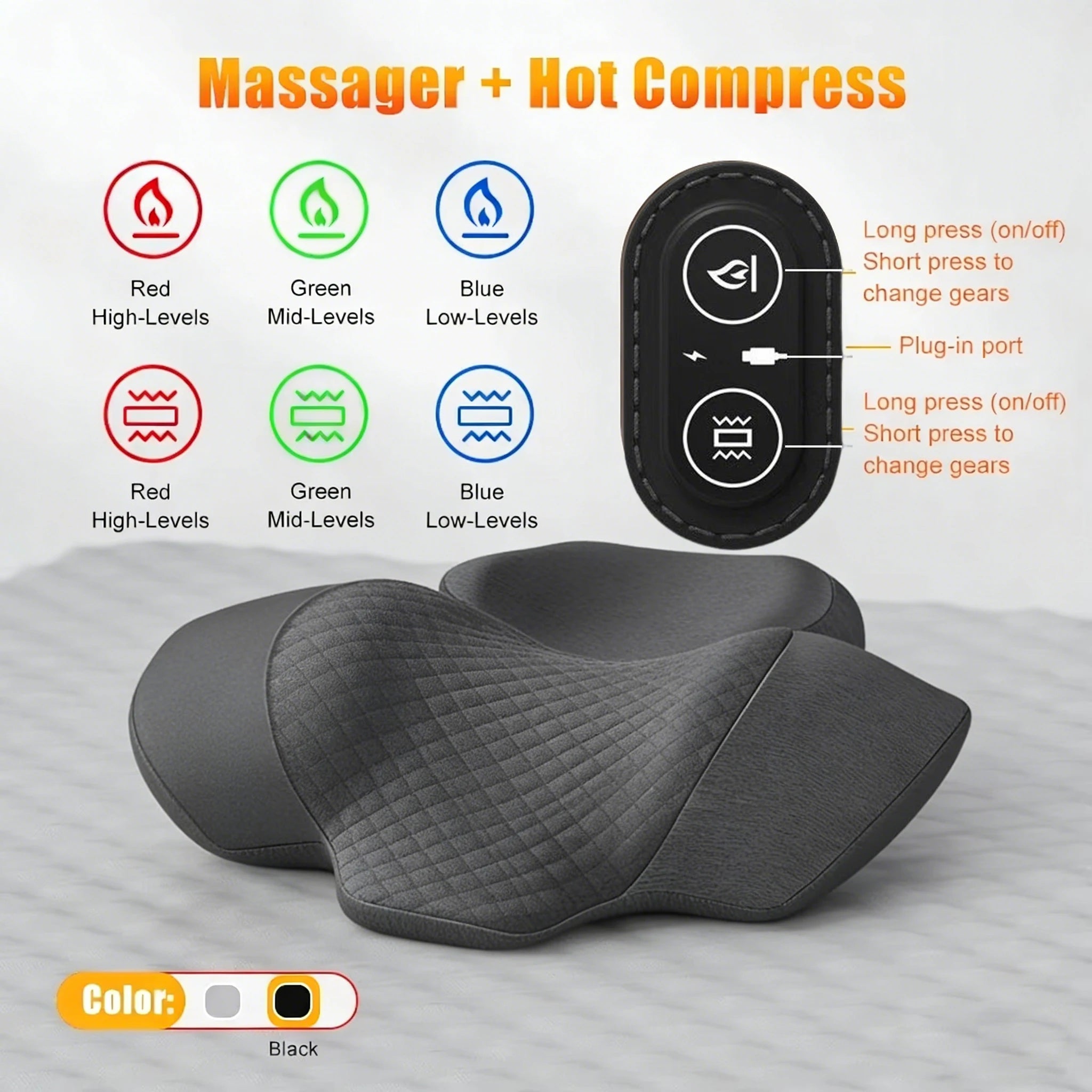 Electric Heated Neck Massager Pillow with Cervical Support