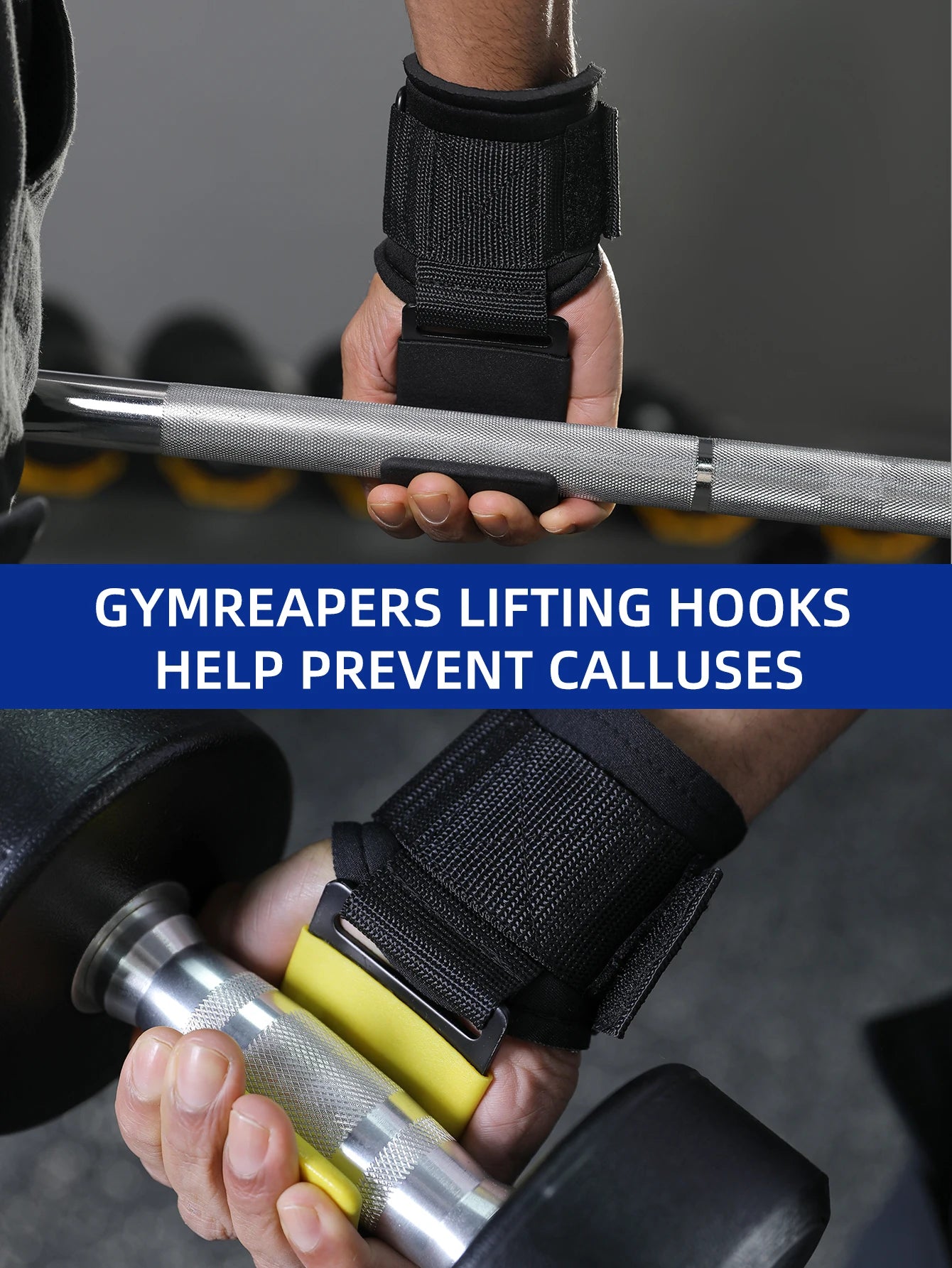 Heavy-Duty Weightlifting Hooks Wrist Grip Straps Steel