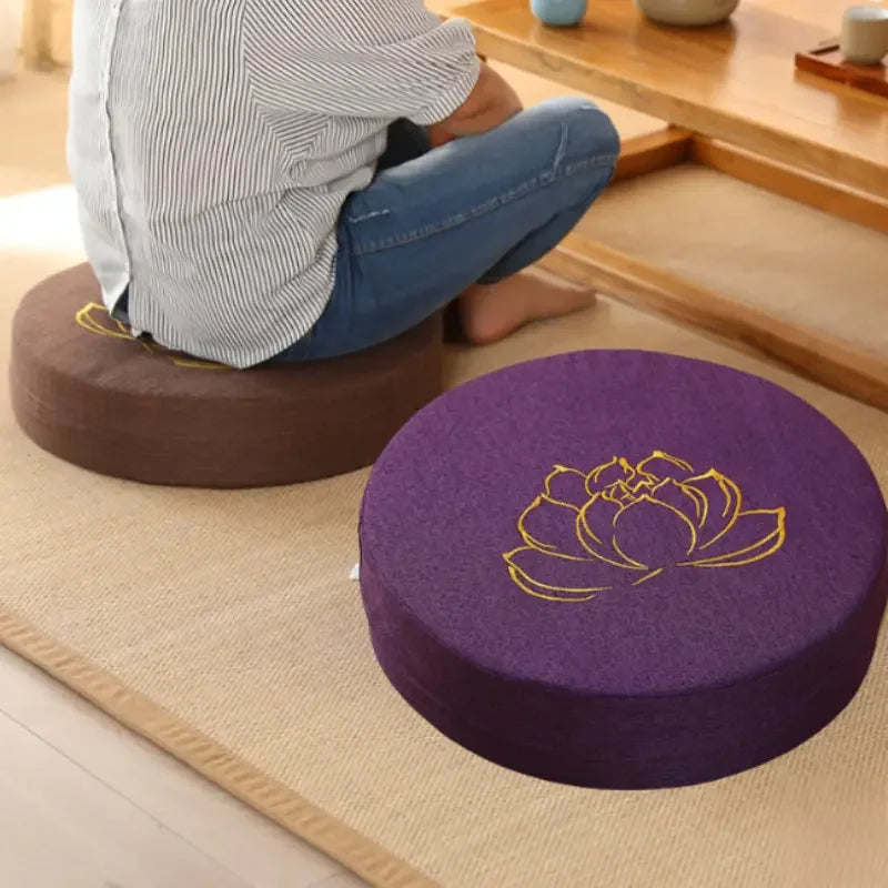 Linen Meditation Cushion with Removable Washable Cover Pillow