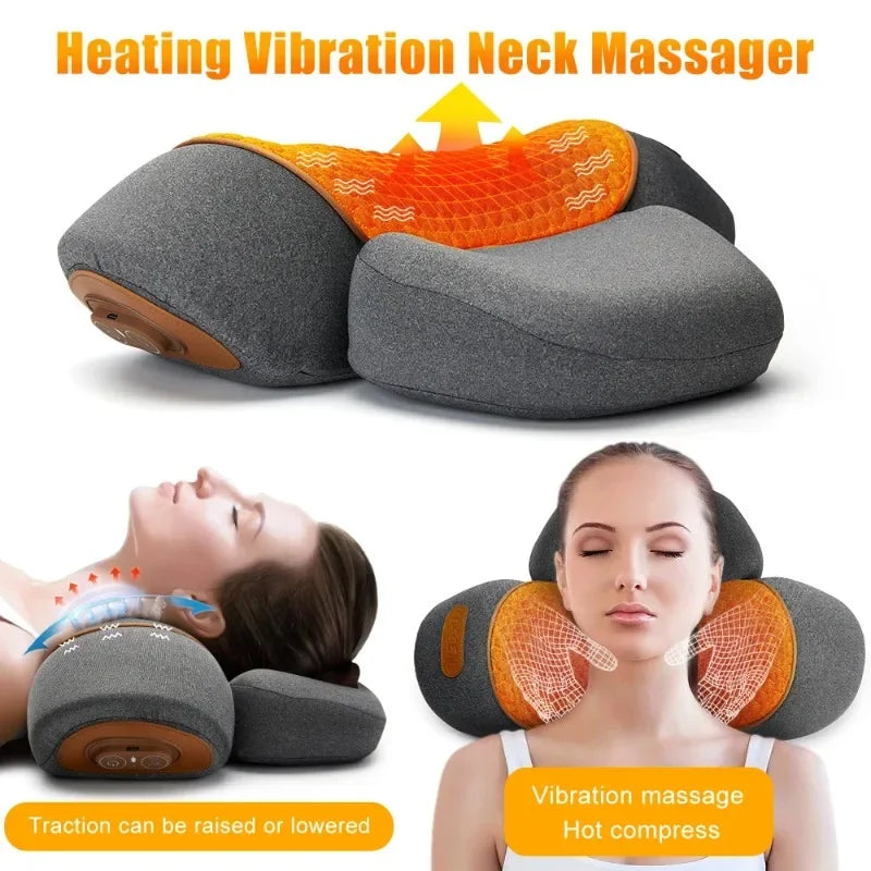 Electric Heated Neck Massager Pillow with Cervical Support