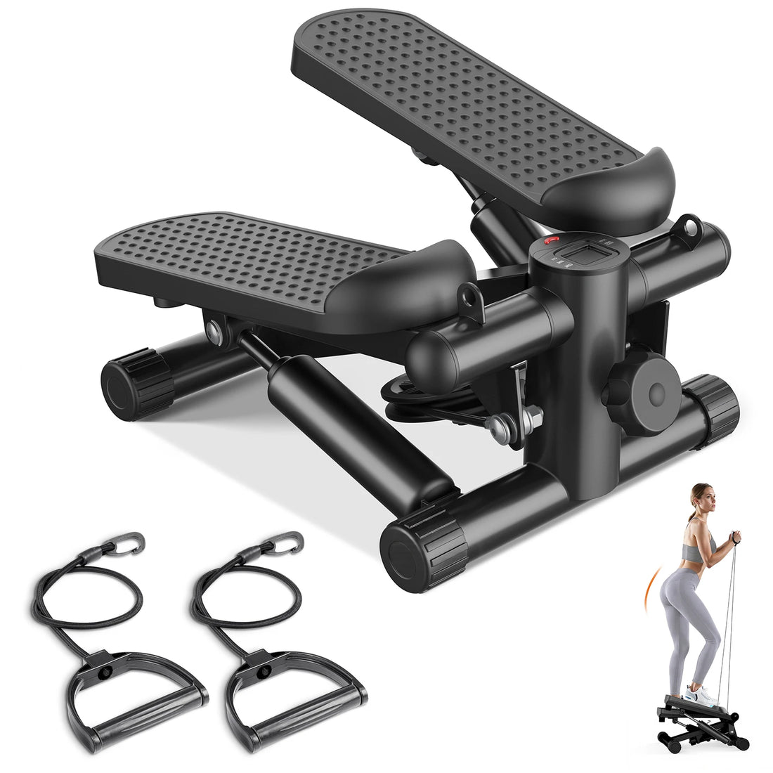 Mini Stepper with Resistance Bands and LCD Monitor