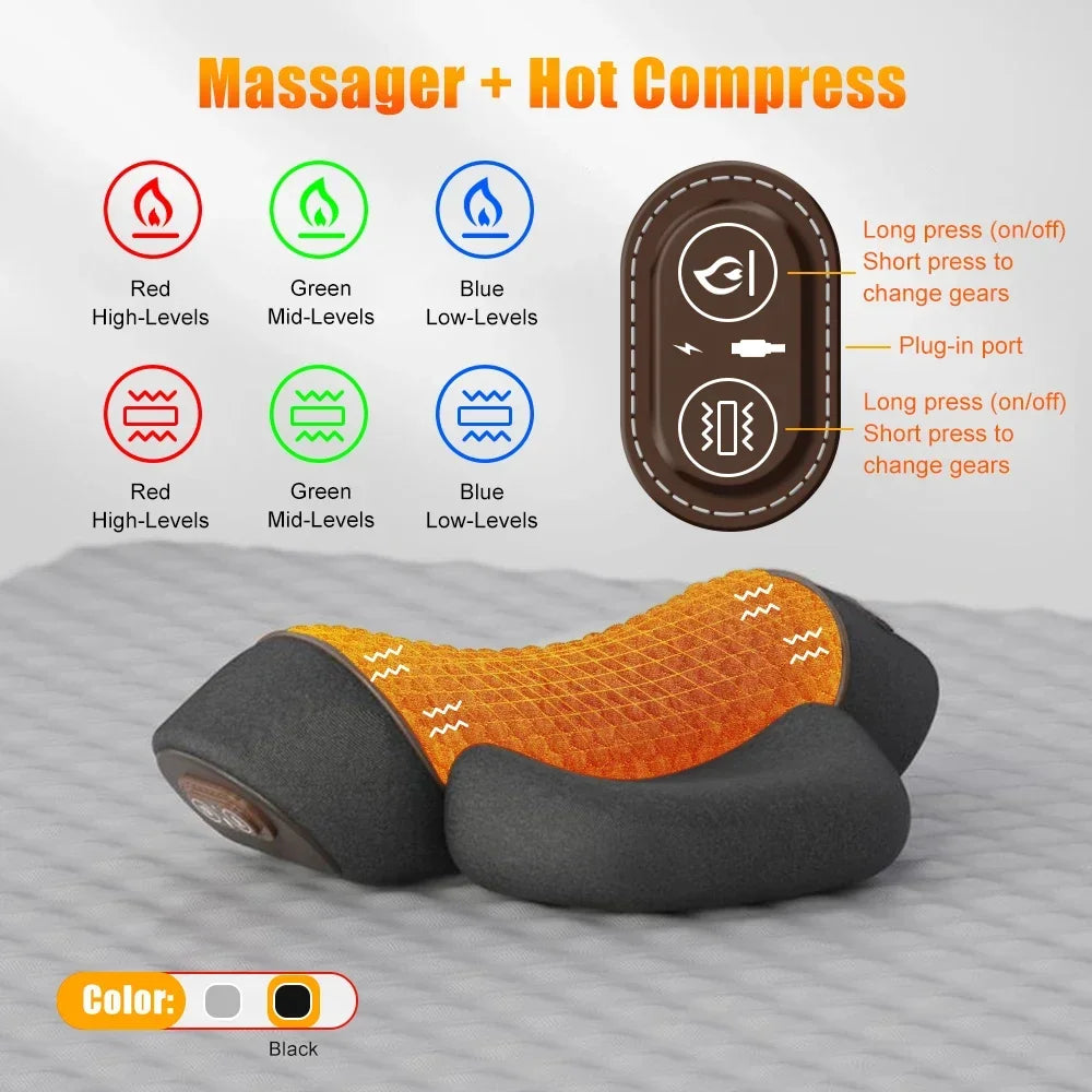 Electric Heated Neck Massager Pillow with Cervical Support
