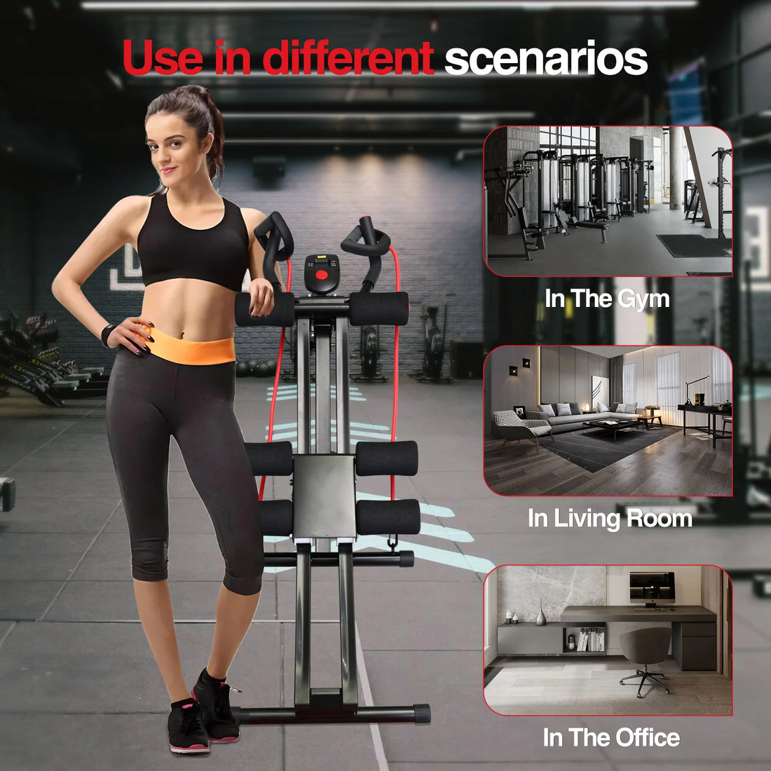 Foldable Ab Machine with LCD Display Trainer