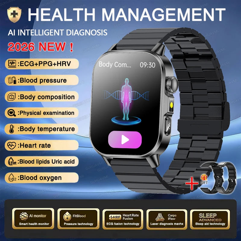 Men's ECG Bluetooth Calling Health Monitoring Smartwatch
