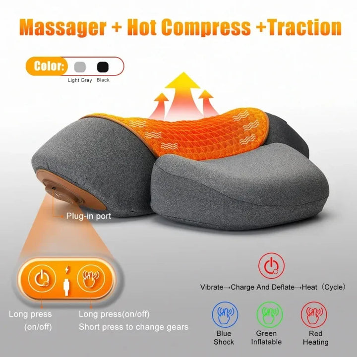 Electric Heated Neck Massager Pillow with Cervical Support